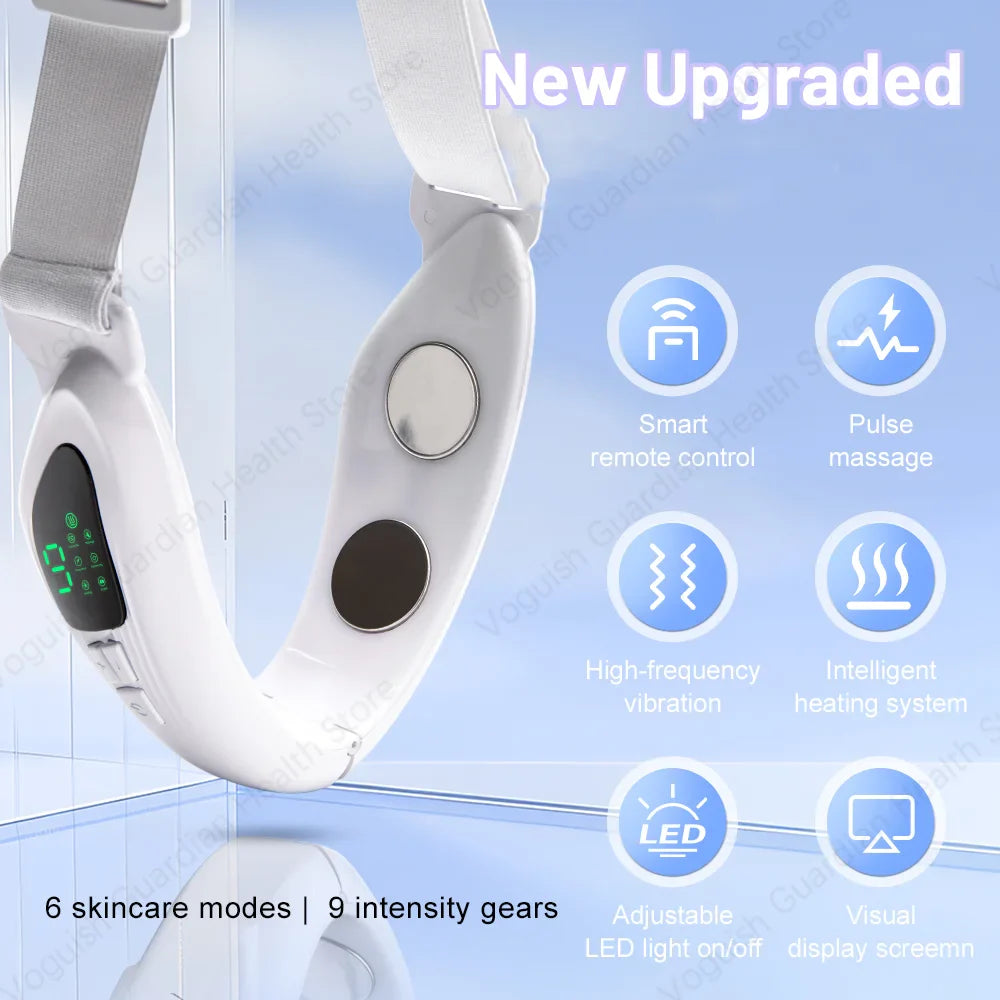 White 4 in 1 Massager for Face, Facial Sculpting Device for Double Chin, Reduces Sagging Skin, Remote Control Operation with 5 Modes, 15 Adjustable Intensities. (White)