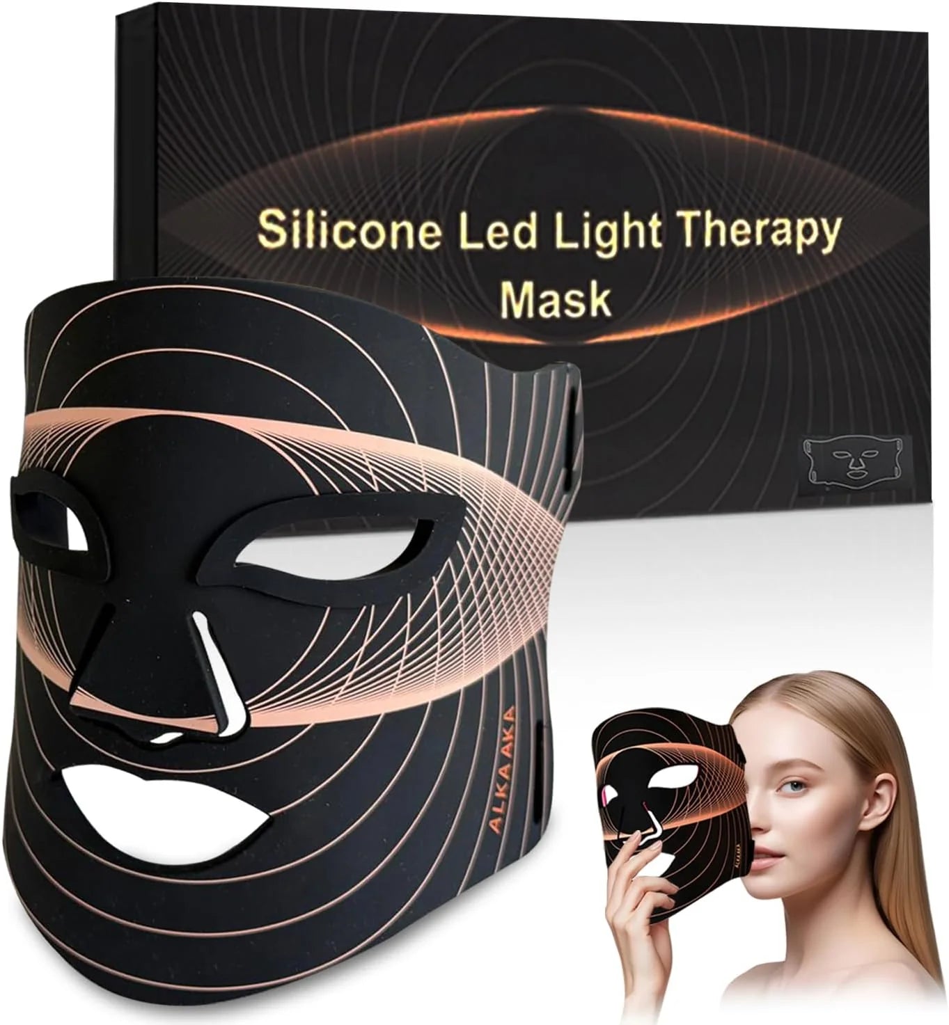 LED Face Mask Light Therapy, Red Light Therapy for Face, 7-1 Colors LED Facial Skin Care Mask, 175 High-Density Light Beads, Black