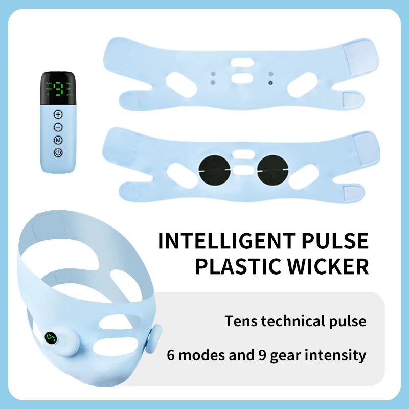 V-Shaped Face Machine Double Chin Reducer, Electric Double Chin Reducer & Face Lifting Device with 6 Modes 9 Intensity Levels